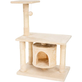 Дряпалка для котів JAMAXX H-90cm з ігровим комплексом, печерею, м'якою платформою та іграшкою (бежевий)