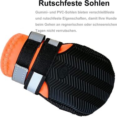 Водонепроникні чоботи для собак Leeko, 4 шт. - антиковзаючі, захист лап, з відбиваючим ремінцем, на липучці, для маленьких собак, помаранчеві (S)