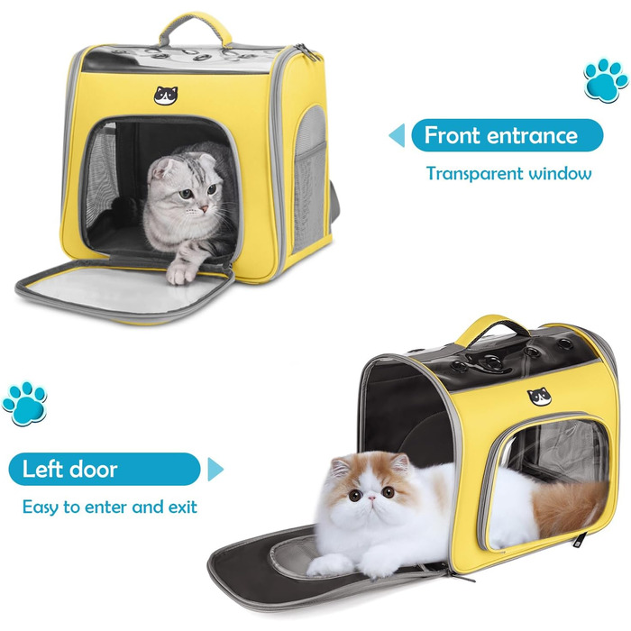 Рюкзак для котів і собак ALLSOPETS складаний з фронтальним входом, дихаючою сіткою, для подорожей, прогулянок і туризму, жовтий