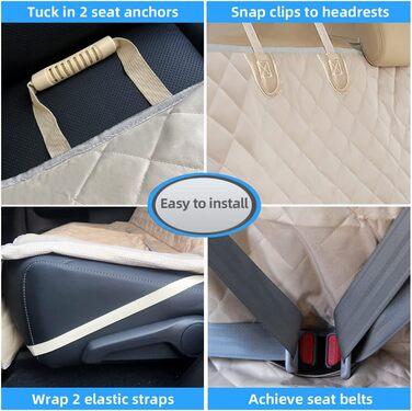 Захисний чохол на сидіння автомобіля для собак Deluxe – водовідштовхуючий, довговічний, стійкий до нагрівання, антиковзкий, 49' x 56', бежевий