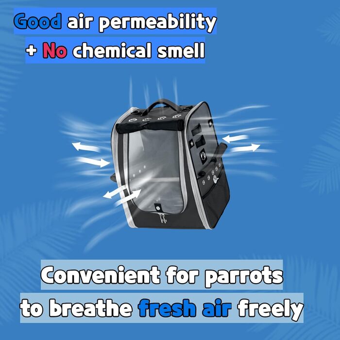 Переносна сумка-рюкзак для птахів Birds Day з кліткою для папуг, 2 жердочками та годівницею, піддон з нержавіючої сталі (темно-оливковий зелений)