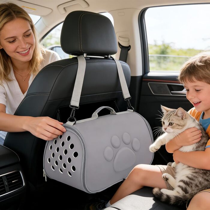 Зручна переноска для тварин - переноска для вихідів з регульованим ремінцем | Дихаюча переноска для виходів, подорожей, походів, літака, кемпінгу, щоденних поїздок, до ветеринара, в місто, сірого кольору M