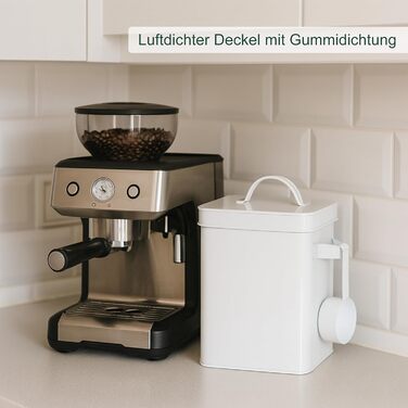 Металева коробка Relaxdays 6,5 л з дозатором для кормів та продуктів, герметична, біла