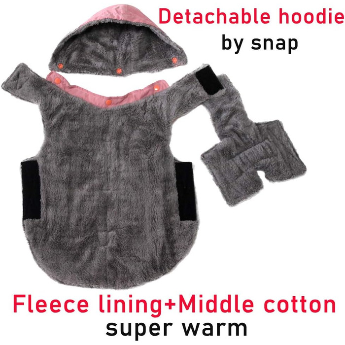 Теплий флісовий худі для собак середнього розміру, рожевий, розмір L (1 шт.)