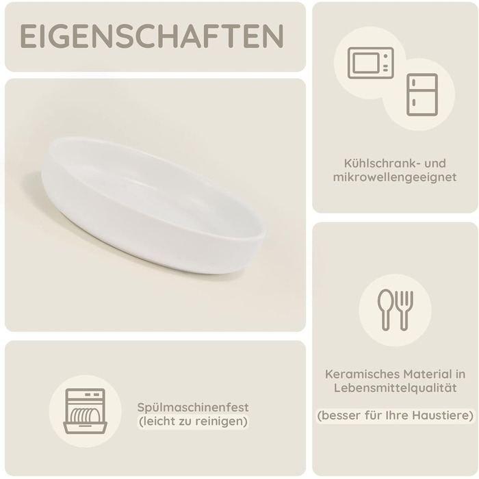 Набори мисок для котів SPUNKYJUNKY 3 шт. з кераміки, 300 мл, білі, круглі