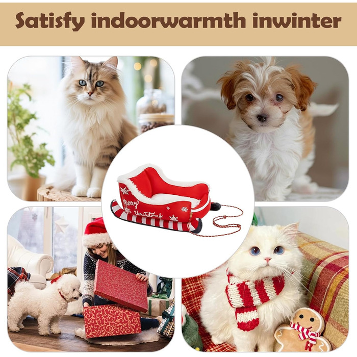 Ліжко для тварин у вигляді санної, 50/65/81 см, плюшеве, тепле, з антиковзним покриттям. Підходить для собак та котів.