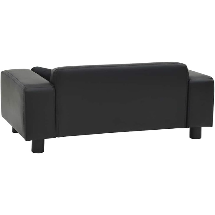 Ліжко-софа для собак vidaXL, чорне, 81x43x31 см, плюш та штучна шкіра