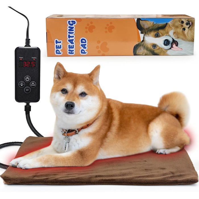 Килимок грілка для тварин NAMOTEK з регулюванням температури та таймером, вологостійкий, 70x40 см, коричневий