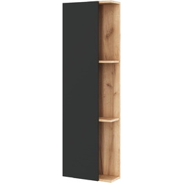 Вузька шафа для ванної Planetmöbel LUX 30x75x32 см, золота дуб/антрацит, бокова шафа для ванної кімнати