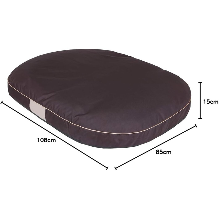 Кругла лежанка для собак Oval - лежанка для маленьких, середніх та великих собак, водонепроникна, з кумедним наповнювачем, для дому та вулиці, 108x85x15 см, коричнева