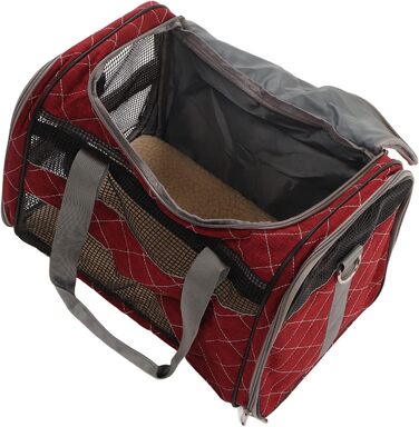 Транспортна переноска для собак та котів, складана, дихаюча, м'яка переноска з плечовим ремінцем (Бургунді)