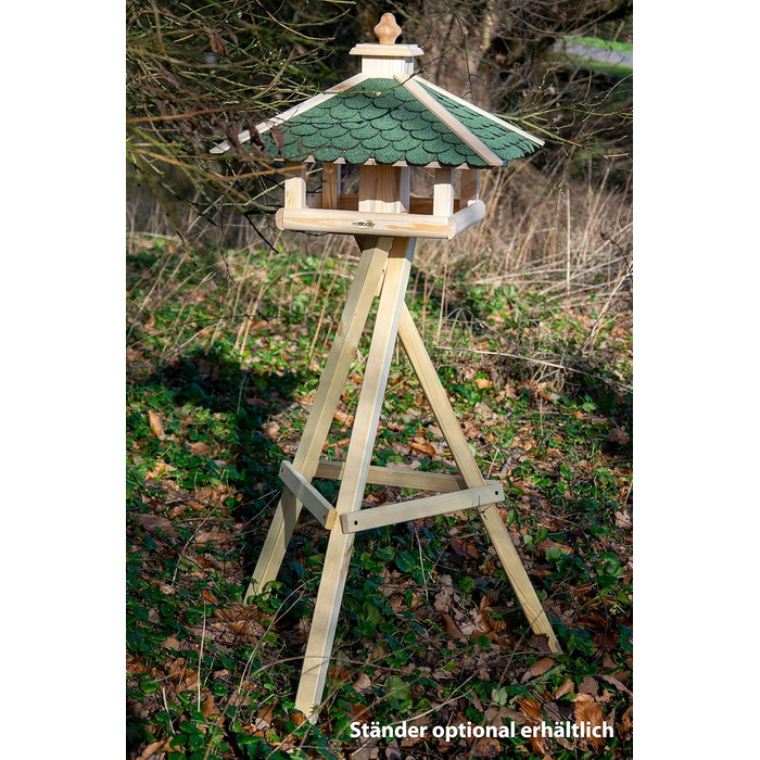Кормушка для птахів Dobar® 44256e - дерев'яна годівниця для птахів з бітумним дахом, годівниця-вілла на ланцюжку, для саду/тераси/балкону, 39 x 39 x 30 см, зелений прямокутник