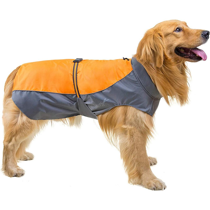 Водонепроникна куртка для собак Selmai, велика, з відбиваючими елементами, вітрозахисна, тепла жилетка, одяг для собак середніх та французьких бульдогів, для прогулянок, спорту та активного відпочинку в холодну погоду, оранжевого кольору, розмір 5XL