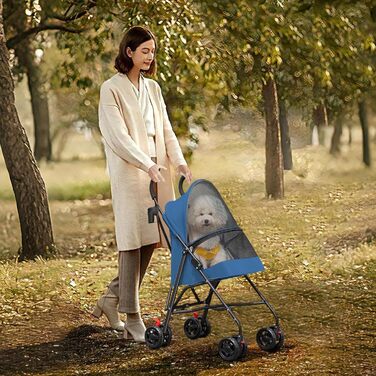 Візок для собак Homewell 2в1: візок-будка, сумка-переноска з підсклянниками, гальма та дощовик. Підходить для прогулянок з домашніми тваринами (Блакитний)