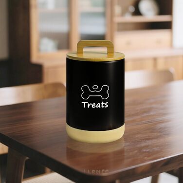 Керамiчна ваза для ласощiв для собак, 7.7'x5', бiла, з кришкою