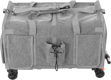 Транспортна переноска для котів та собак Apriltop з двома відділеннями та колесами, 60x40x45 см, сіра