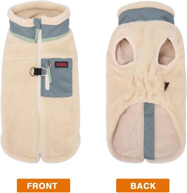 Зимовий одяг для собак: тепла куртка з флісовою підкладкою, вітронепроникна куртка для собак маленьких та середніх порід, жилет для собак з кільцем D для прогулянок на вулиці, зелено-бежевий колір, розмір XL