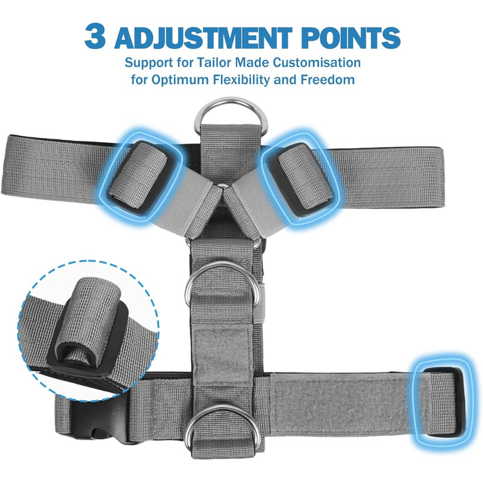 Шлейка для собак FeimaX великих порід, тактична, не тягне, дихаюча, комфортна (XL, сіра)