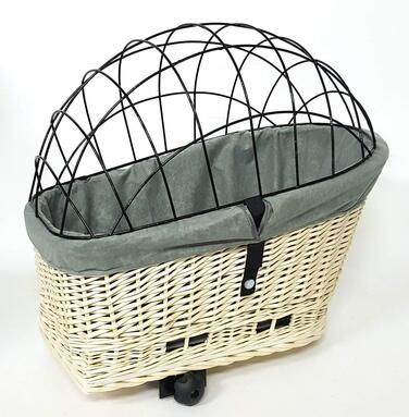 Корзина для велосипеда Tigana для собак, 60 x 39 см, біла, з прутів, для багажника, велика (XXL) з подушкою/підкладкою