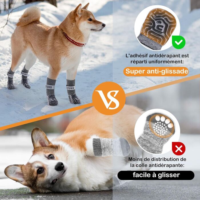 Шкарпетки для собак з неслизькою підошвою та регульованим кріпленням (Сірий, L)