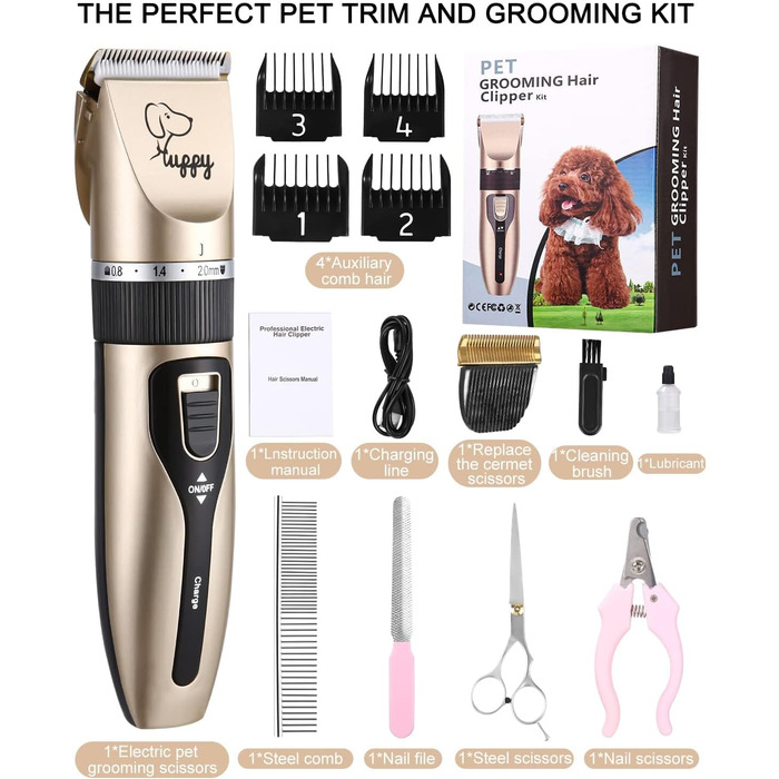 Електричний триммер для собак без дроту, машинка для стрижки шерсті собак, тиха, акумуляторна, для собак та котів