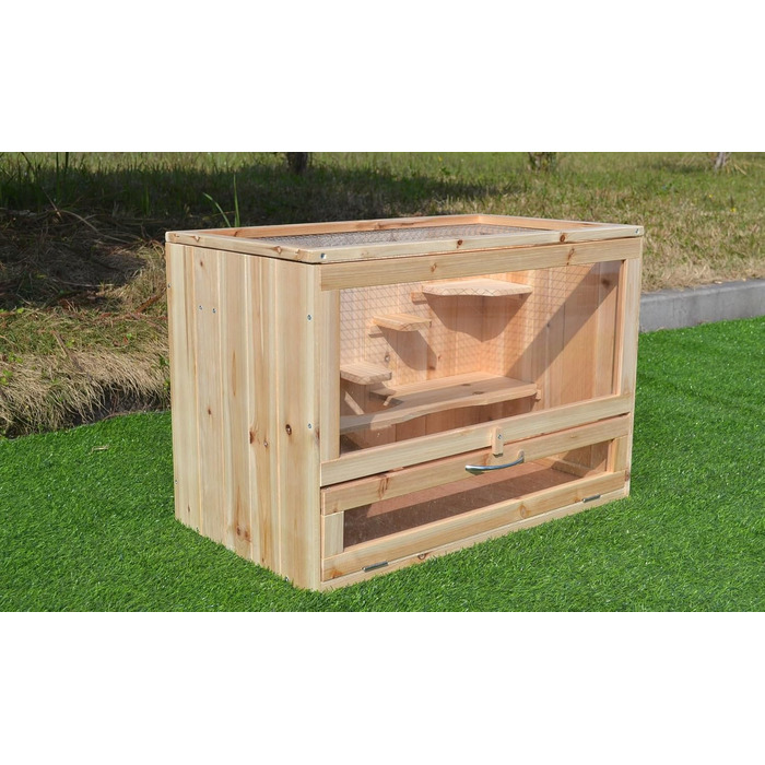 Клітка для дрібних тварин Mucola 60x35x42 см, 5-ярусна, дерев'яна, з відкидним верхом, для хом'яків, мишей