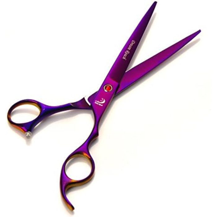 Набір для стрижки тварин, професійні ножиці для грумінгу собак та котів, 7.0 дюймів, фінішна ножиця, гребінець для догляду за шерстю, фіолетовий колір