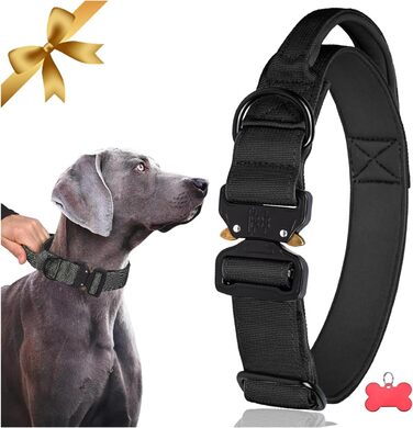 Тактичне обплетене нашийник для собак Vivi Bear, нейлон, великі породи, чорний (L)