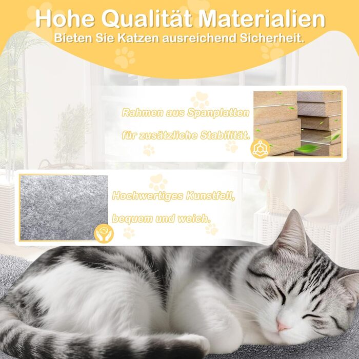 Драбина-кіготь для котів Naizy K1276, сіра, 49x41x93 см - XXL, з сизалевими стовпцями та будиночком