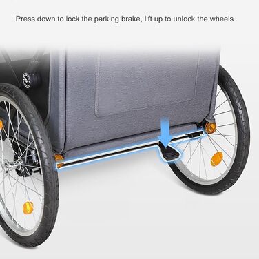 Легкий велопричіп для тварин, великий возик, складний причіп в один клік, для собак до 45 кг, великих собак та котів сірого кольору