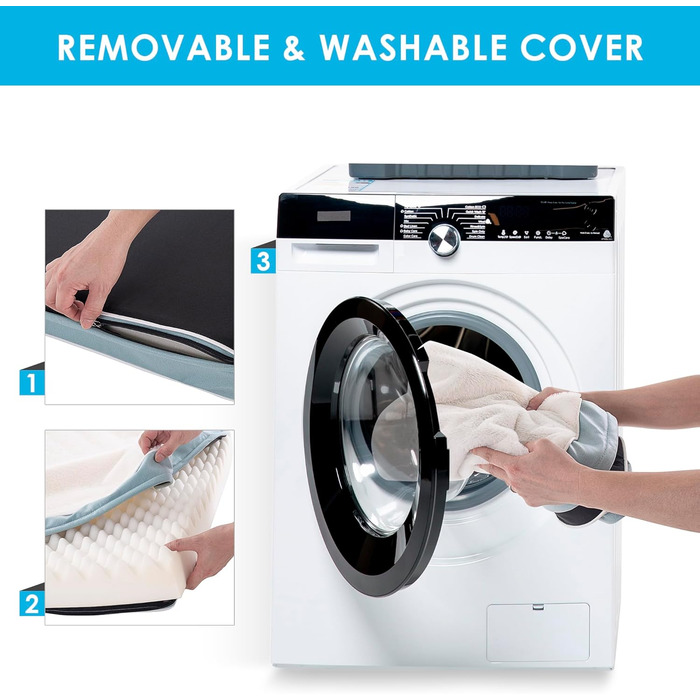 Ортопедичне ліжко для собак середнього розміру Sunheir, водонепроникне, з плюшем, знімний та пральний чохол, протиковзна основа, блакитне, 91x61x76 см