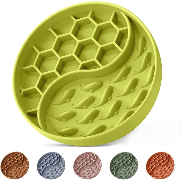 Миски для собак Slow Feeder з силікону, з присосками, антиковзаючі, для уповільнення годування, зменшення тривоги та розваги (світло-зелений)