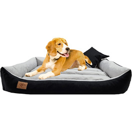 Килимок для собак XXL, лежанка для собак, диванчик для собак з двостороннім килимком (розмір та колір на вибір), 120x90 см, чорно-сірий