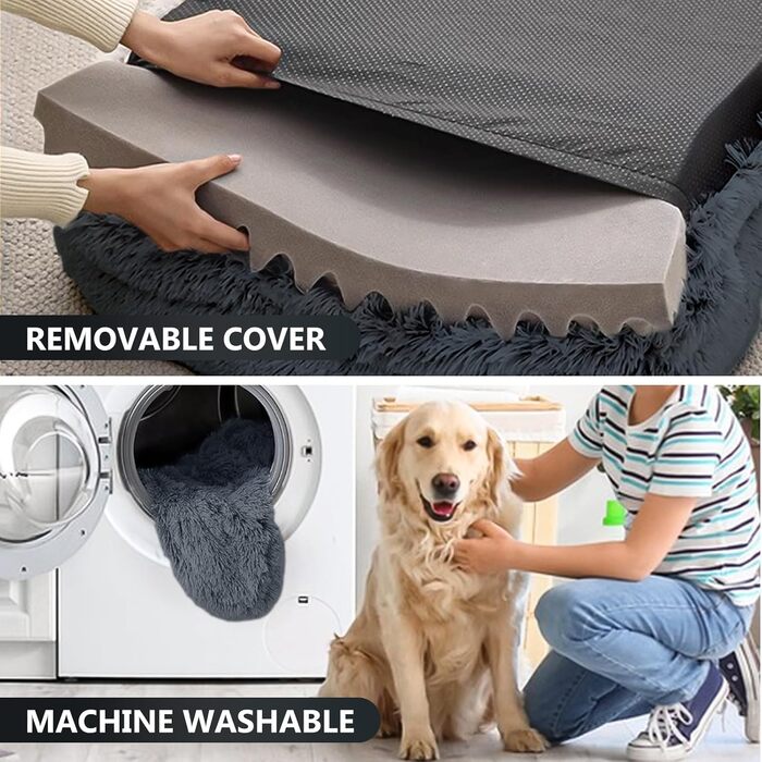 М'яке ортопедичне ліжко для собак DONWEI, килимок для собак, миється, знімний чохол, неслизька підстилка для лежанки, 75x50x6 см, сірий колір Ombré Grey (XL - 100 см, темно-сірий - 100 см)