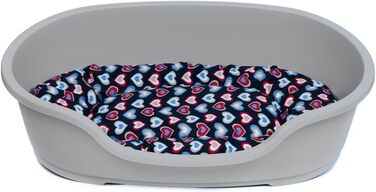 Корзина для собак Adena 92 x 61 см, антрацитова + подушка з принтами (71 x 48 x 22 см)