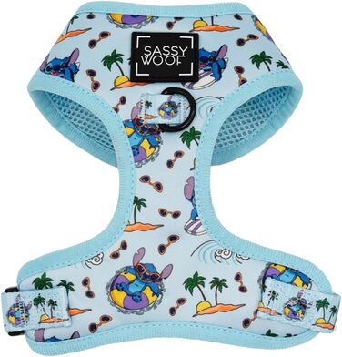 Регульована шлейка для собак Sassy Woof Disney Stitch S, дихаюча сітка, не тягне, подвійний D-кільце, патентований дизайн, для маленьких собак та цуценят, офіційна