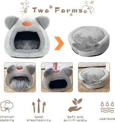 Кіт-будинок ТоКінЦен: миючий, для котів, кроликів, собак та інших дрібних тварин (сірий)