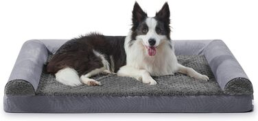 Ортопедичне ліжко для великих собак FURTIME, ергономічна подушка, 89x64 см, пране, сіре
