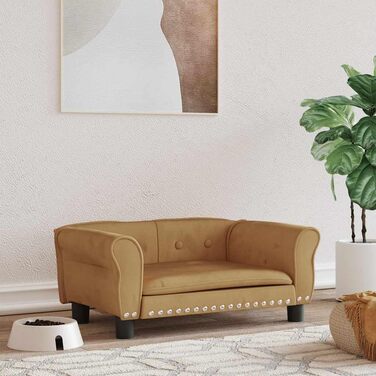 Крісло-ліжко для собак, м'яке ліжко для тварин, лежанка для маленьких собак та котів, лежанка для домашніх тварин, велюр (70 x 45 x 30 см, коричневий)