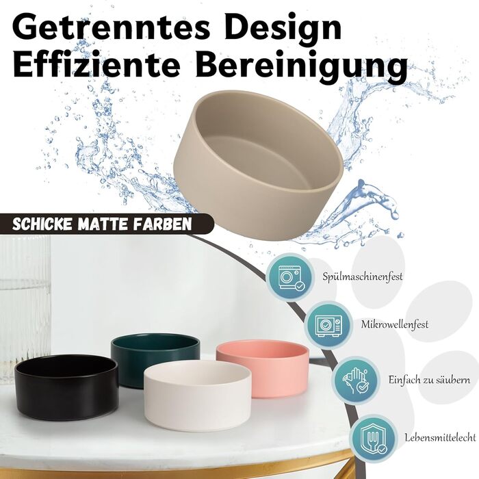 Підвищена годівниця для собак, керамічна миска для корму з нержавіючою підставкою - для маленьких та середніх собак, діаметр 15,5 см, об'єм 850 мл, білий колір