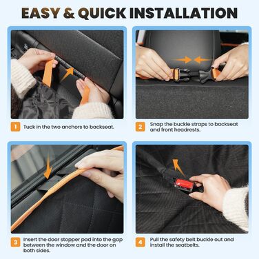 Водонепроникний захист для автосидіння для собак з піною-ефект-ящиками та жорсткою основою, подовжувач заднього сидіння для собак з покращеним захистом дверей, лежанка для собак для подорожей, кемпінгу, підходить для