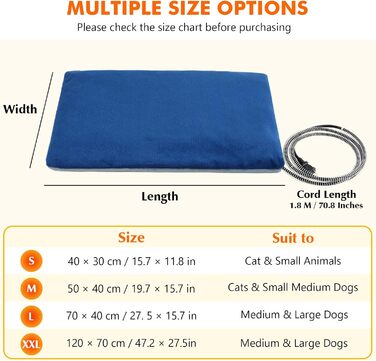 Електричний килимок для домашніх тварин Pecute - зі стабільною температурою, 40x50 см