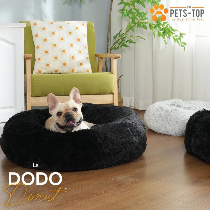 Ліжко для собак і котів PETS-TOP, плюшеве, 60 см, перлово-сіре, знімний чохол, для малих порід