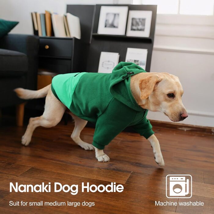 Світшот з капюшоном для великих собак Nanaki, тепла флісова куртка з кишенею для хлопчиків та дівчаток, підходить для Бульдога, теплий зимовий одяг для собак (Сірий, X-Large Зелений)