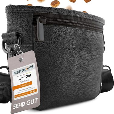 Сумка для ласощів для собак Heimatpfoten® з екошкіри, чорна, S - зручна гасiтна сумка з магнiтною застiвкою