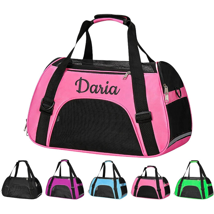 Персоналізована переноска для кота/собаки з вишивкою імені. Складана переноска для собак та котів. Сумка-переноска для маленьких собак та котів (рожевий)