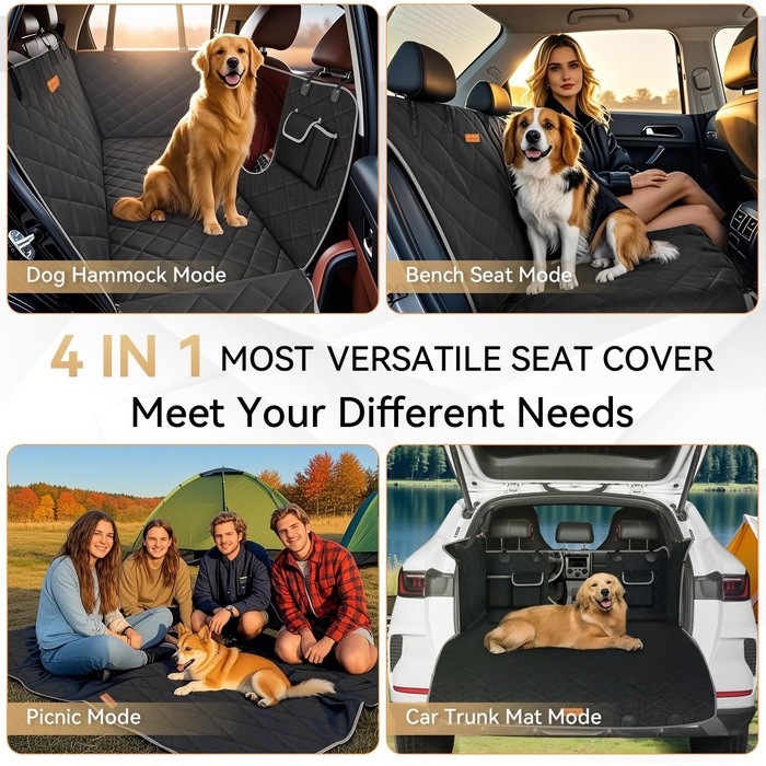 Накладка на сидіння автомобіля Looxmeer для собак, водовідштовхувальна та стійка до подряпин, універсальна, з захистом боків та оглядовим вікном, 137 x 147 см, сіра