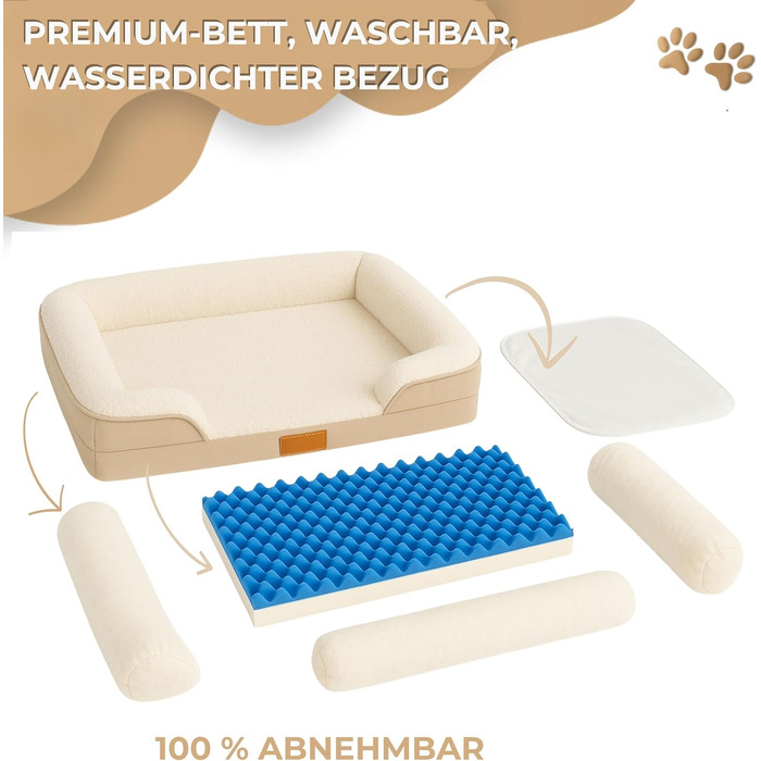 Ортопедичний лежак для собак, розмір S – теплий зимовий лежак з Memory Foam, знімний та пральний чохол, водонепроникний, зручний диванчик для маленьких собак