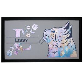 Підкладка для кота з ім'ям, квітковий дизайн, пастельні тони, персоналізована кормушка