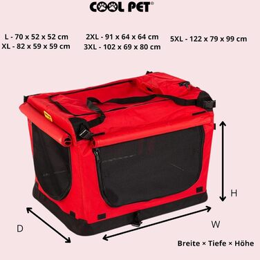 Червона складана переноска для собак 91x64x64 см 2XL, автопереноска, переноска-будка